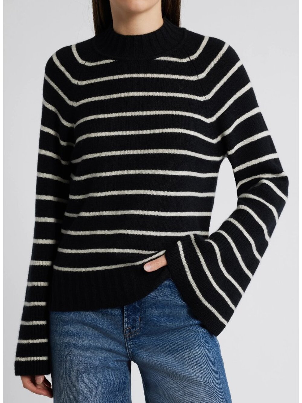 Paige Laurel Stripe Fluted Sleeve Sweater NWOT